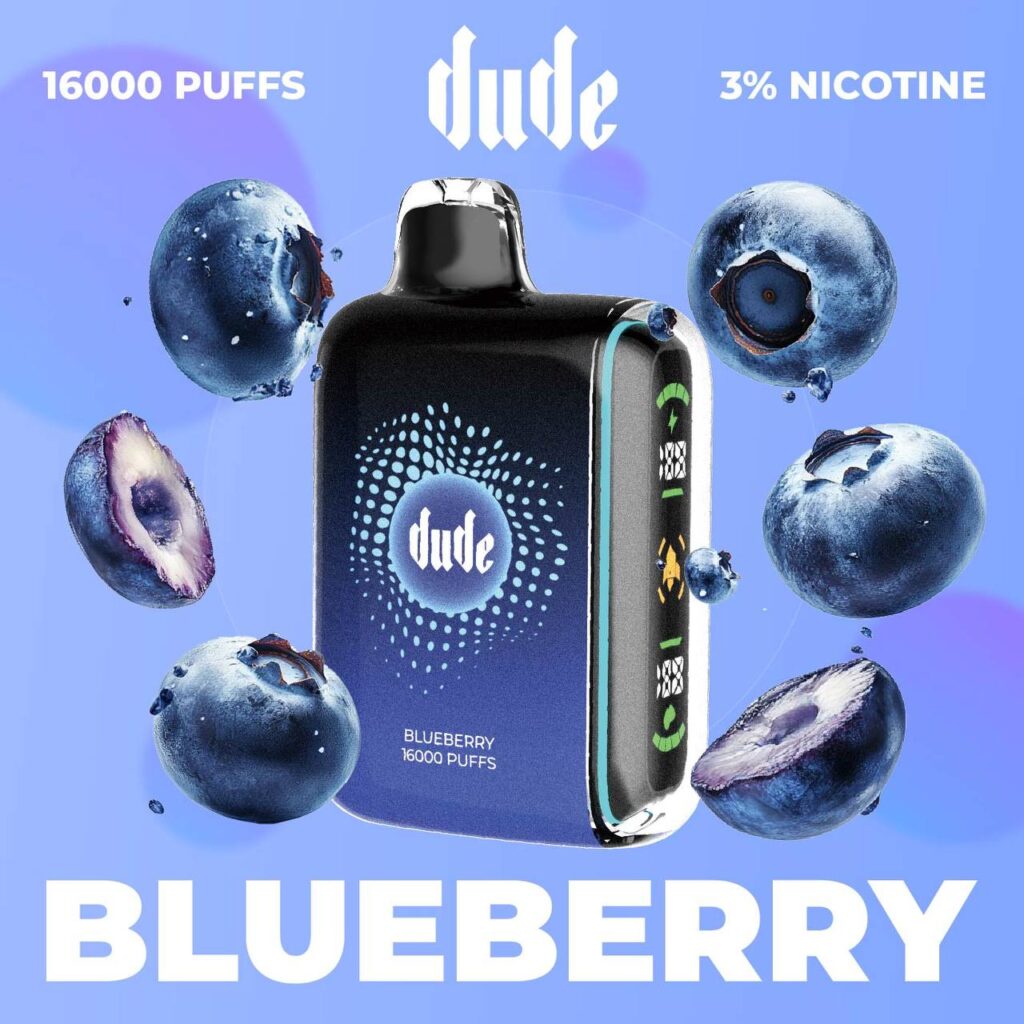 POD DUDE 16000 PUFFS Blueberry บุหรี่ไฟฟ้าใช้แล้วทิ้ง กลิ่นบลูเบอร์รี่ 3% Nicotine